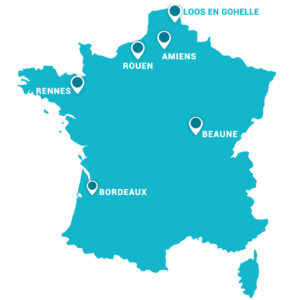 Carte nationale représentant les 5 sites d'Expélia