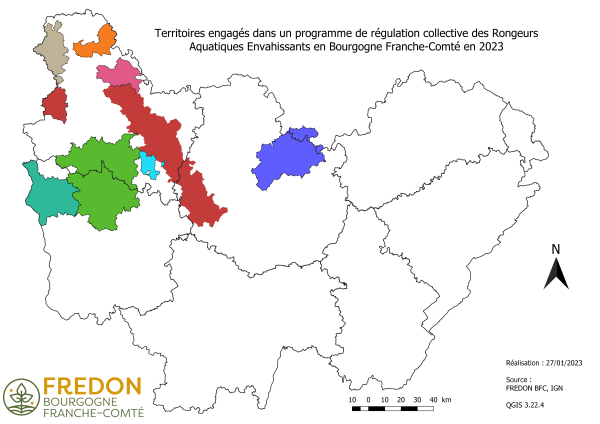 "Cartes des territoires de BFC engagés dans un programme de régulation des RAE"