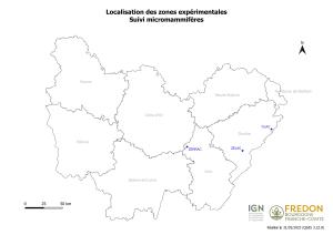 "Carte des zones expérimentales des suivis des micromammifères"