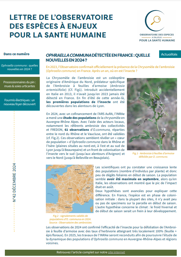 lettre de l'observatoire des espèces à enjeux pour la santé humaine 