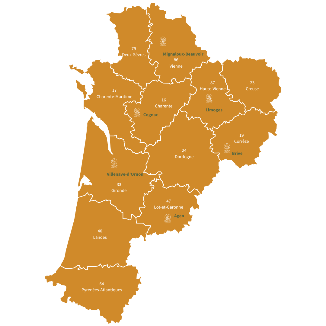 Carte de la Nouvelle-Aquitaine